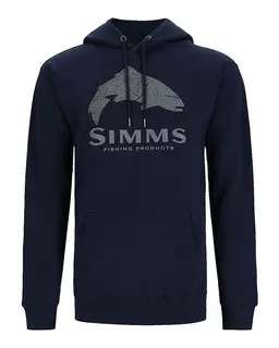 Simms Wood Trout Fill Hoody Navy Tröja i 100% bomull
