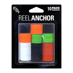 13 Fishing Anchor Reel Wrap Multi Color 10pk Gummistrikk til snellefeste