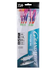 Daiwa Grand Wave Feather Rig 3 #4 Häckla med blå folie och rosa flash