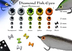 Diamond Fish Eyes - Transparent 7mm Super Fluorescent fiskeøyne 16 stk