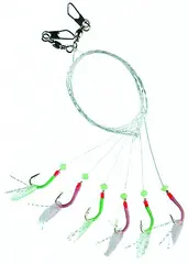 Fladen Mini Larves häkla #6 m/6 krokar Rosa/grön