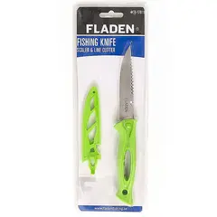 Fladen fiskekniv grønn Kniv med fjällskrapare och linsax
