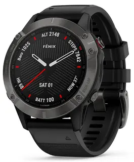 Garmin fenix® 6 – Sapphire Edition 47mm GPS-klocka, kolgrå DLC med svart rem