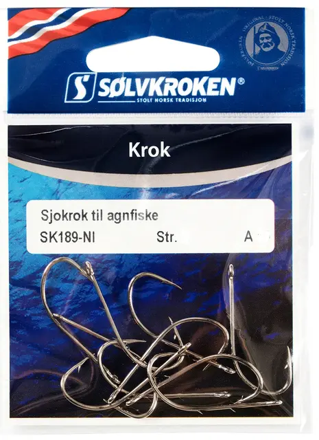 Sølvkroken Baitholder Nickel #1 Sjøkrok SK189A, 10 stk - Skitt Fiske