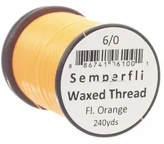 Semperfli Classic Waxed Thread Fl. Or Fluoro Orange 6/0