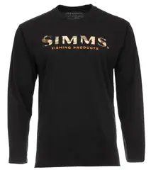 Simms Logo LS Shirt Black L Långärmad skjorta med Simms-logga