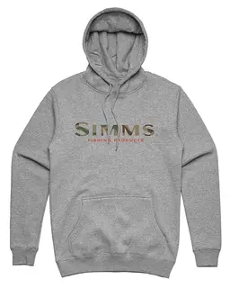 Simms Logo Hoody Grey heather XXL Komfortabel Simms Luvtröja i bomull