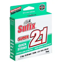 Sufix Super 21 Clear 150m Sene med lav strekk og høy sensitivitet