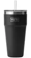 Yeti Rambler Straw Cup 760ml Black Stor isolerad drickskopp med sugrör