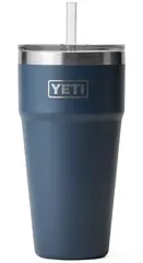Yeti Rambler Straw Cup 760ml Navy Stor isolerad drickskopp med sugrör